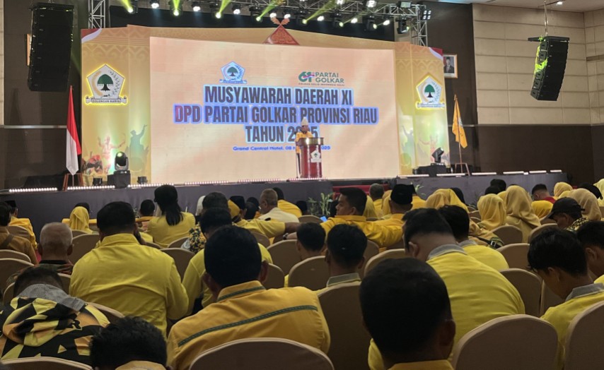 Wakil Ketua Umum Golkar Idrus Marham menghadiri Musda Golkar Riau XI (foto/Yuni)